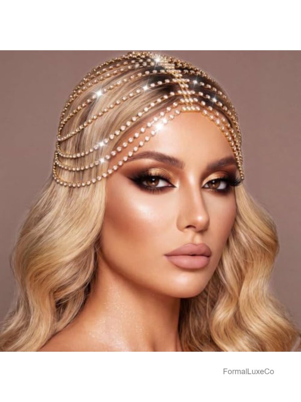 Rhinestone Headpiece Roaring 20s Head Jewelry for Women Flapper Hair Accessory